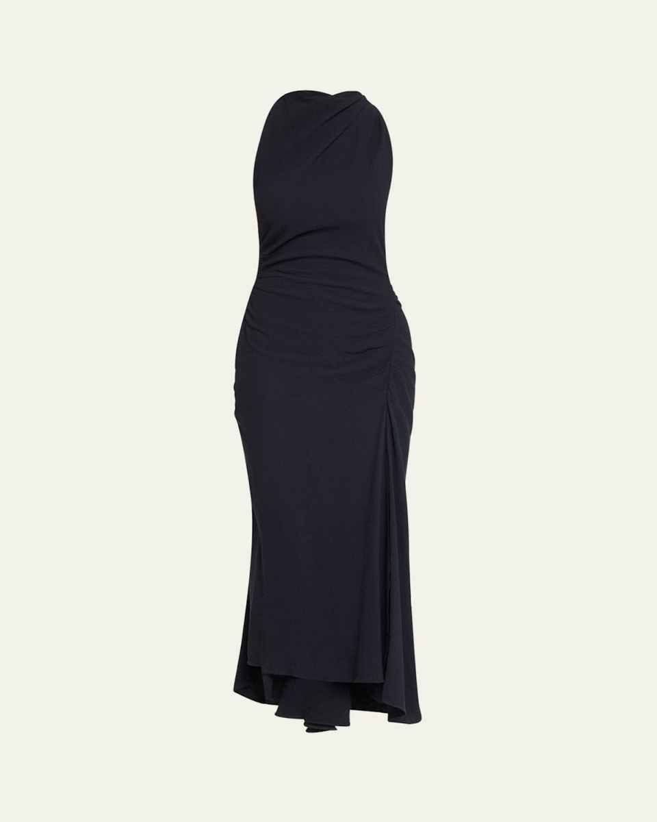 Inez Draped High-Neck Dress